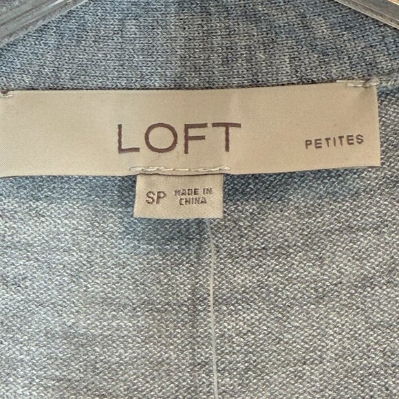 Loft Sweater Cardigan Petite Gray Academia Preppy Small - Picture 6 of 8